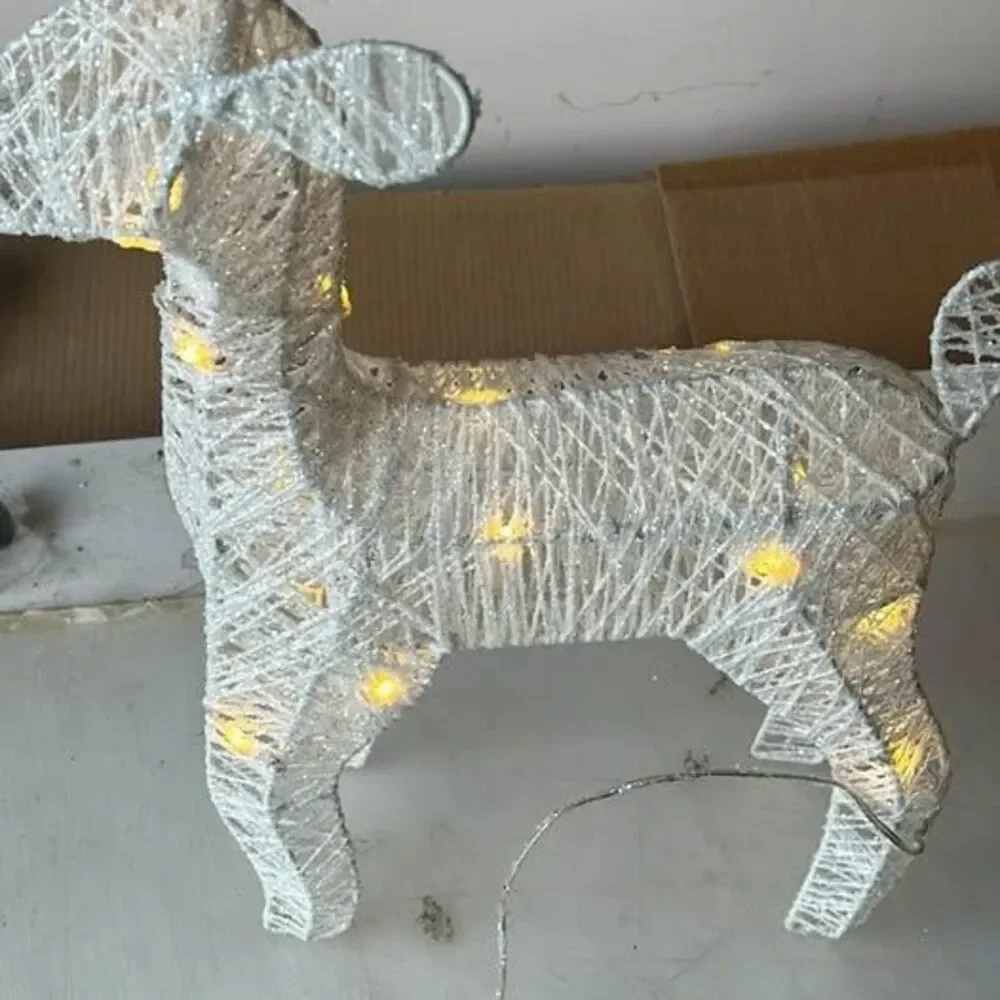 White Winter decor light up deer 16 inch tall